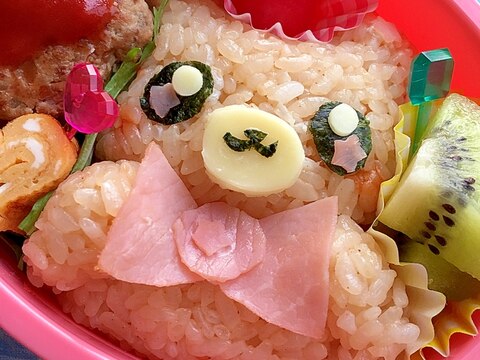 キャラ弁♪♪焼肉タレとハムとチーズでモフルンご飯♡